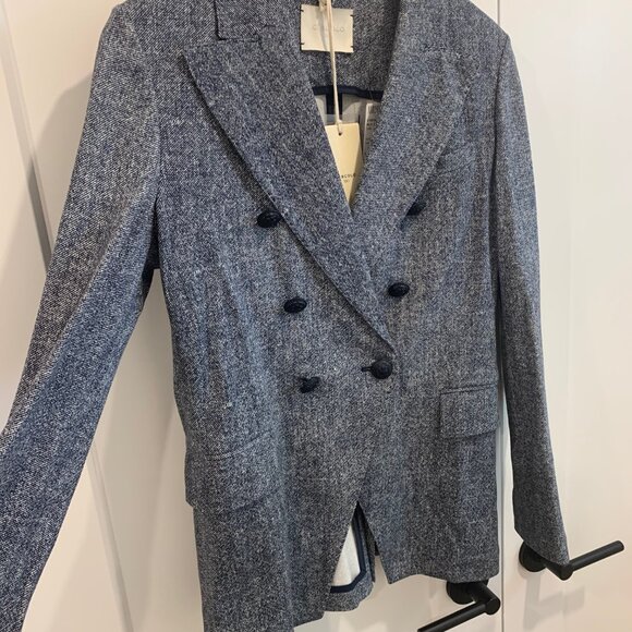 Cutaway Double Breasted Piquet Blazer - Picture 12 of 16